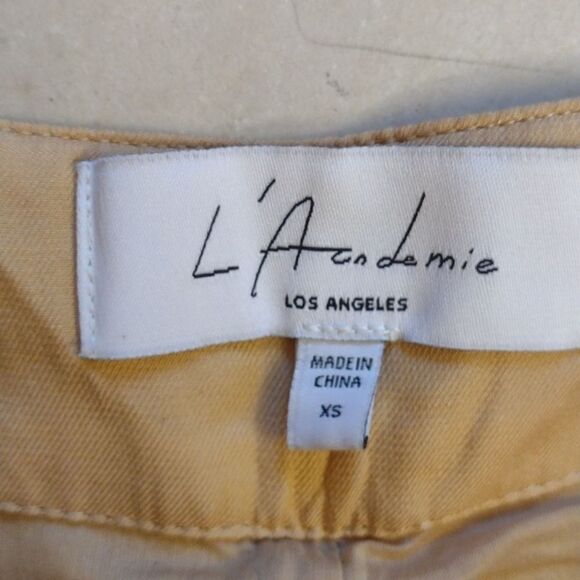 Revolve pants L'Academie Los Angeles The Danette Bronze Button Fly tie waist XS - Picture 6 of 12